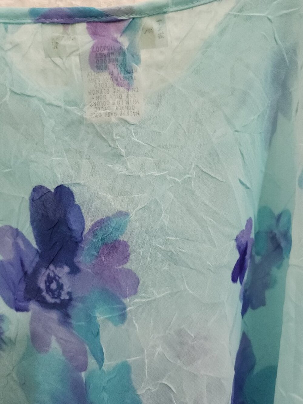 Private Luxuries Y2K Sheer Fairy Floral Lace Trim Crop Tank Aqua Blue Size Large - Picture 14 of 15